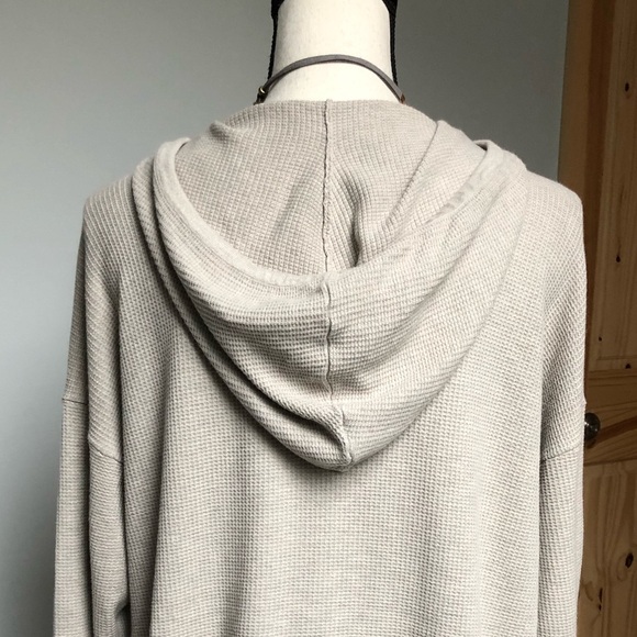 J. Jill Pure Beige Waffle Knit Pullover Hoodie Size Medium Petite - Picture 5 of 7
